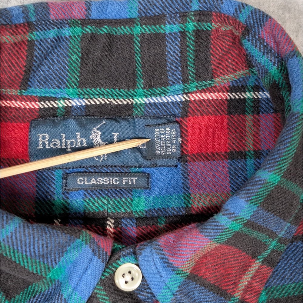 Ralph Lauren Button Down Flannel Shirt Mens Size Large Classic Fit Multi Plaid - Picture 5 of 8